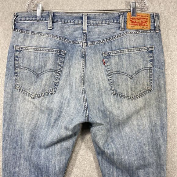 Levi's Strauss 514 Jeans Mens Size 38 X32 (40x31) Distressed Grunge Straight Fit - Picture 8 of 16